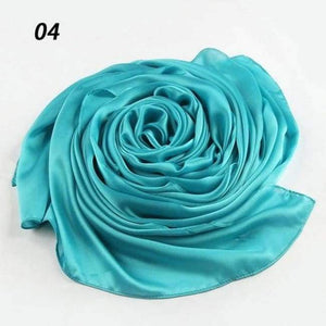 Planet Gates 04 Lake Blue / One Size Women Spring Silk Scarf Soft Smooth Solid Color Long Shawl Summer Beach Cover-Up Wraps Sun-Protective Scarves 90*180