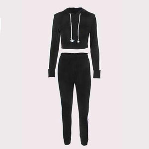 Planet Gates 05 black (hoodie) / S Colors Patchwork Two Piece Women Sets Tracksuit 2018 Autumn Winter Striped Sweatshirts Crop Tops Legging Suits Sporty