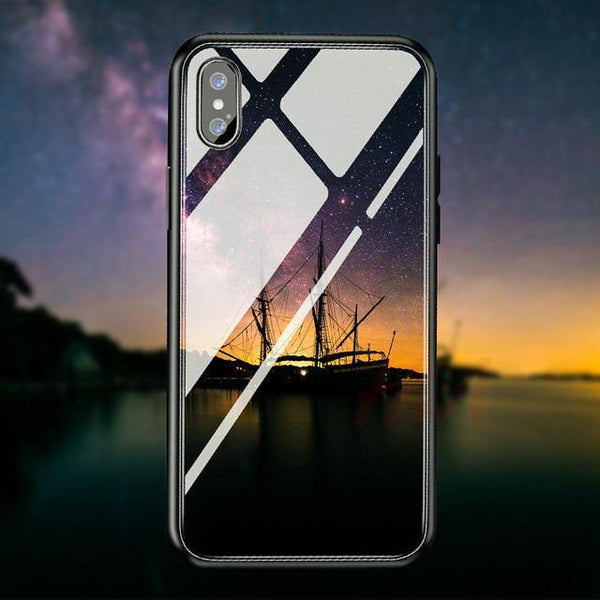 Planet Gates 05 / For iPhone 6 6s H&A Luxury Tempered Glass Phone Case For iPhone 7 8 6 6s Plus Silicone Star Space Pattern Cover For iPhone X XR XS XSMax Case