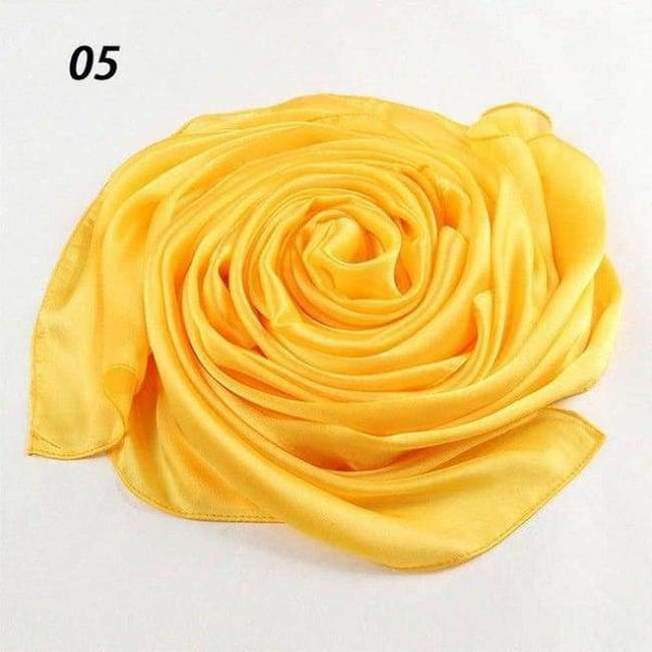 Planet Gates 05 Gold / One Size Women Spring Silk Scarf Soft Smooth Solid Color Long Shawl Summer Beach Cover-Up Wraps Sun-Protective Scarves 90*180