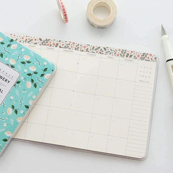 Planet Gates 05 Korean small calendar agenda notebook daily planner diary flower monthly planner school supply writing pads kids gift