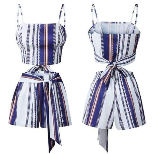 Planet Gates 05 Striped / S Off Shoulder Floral Print Summer Playsuit Women 2018 Halter Sleeveless Ruffles Wide Leg Short Jumpsuit Beachwear Overalls