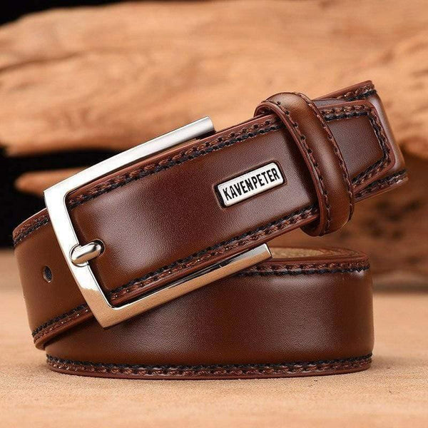 Men's Leather High Quality Classic Belt Alloy Pin Buckle Men's Matching Jeans Business Cowhide Belt Black Color Dark Brown Color