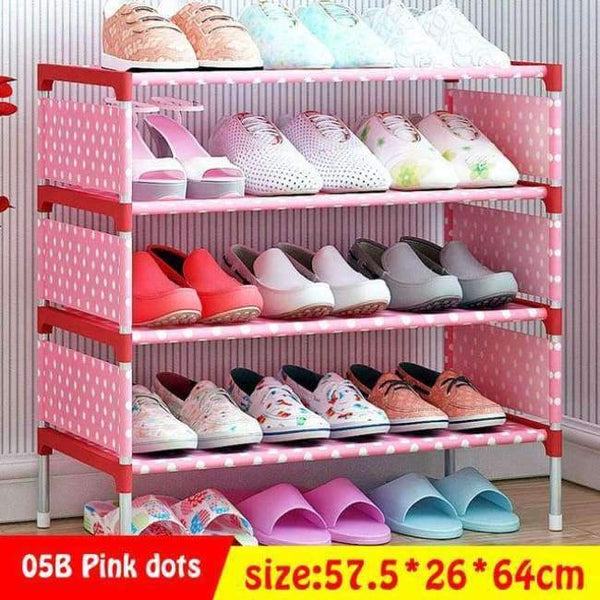 Planet Gates 05B-Pink-dots Multi Layer Shoe Rack Nonwovens Easy to install Shoe cabinet Shelf Storage Organizer Stand Holder Space Saving Furniture