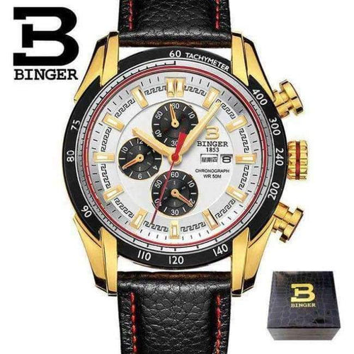 Planet Gates 06 44mm Switzerland Chronograph Sports Watch Swim 2018 Waterproof Military Quartz Wristwatch BINGER Men Watches relogio masculino