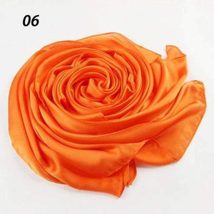 Planet Gates 06 Orange / One Size Women Spring Silk Scarf Soft Smooth Solid Color Long Shawl Summer Beach Cover-Up Wraps Sun-Protective Scarves 90*180