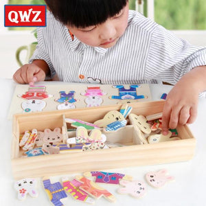 Planet Gates 060 Little Bear Change Clothes Children's Early Education Wooden Jigsaw Puzzle Dressing Game Baby Puzzle Toys For Children Gift