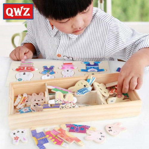 Planet Gates 060 Little Bear Change Clothes Children's Early Education Wooden Jigsaw Puzzle Dressing Game Baby Puzzle Toys For Children Gift