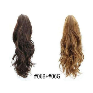 Synthetic Claw Ponytail Wig Hair Extensions Brown Blonde Wave Clip In Human Ponytail Hair Extensions Heat Resistant Hairpieces - Planet Gates
