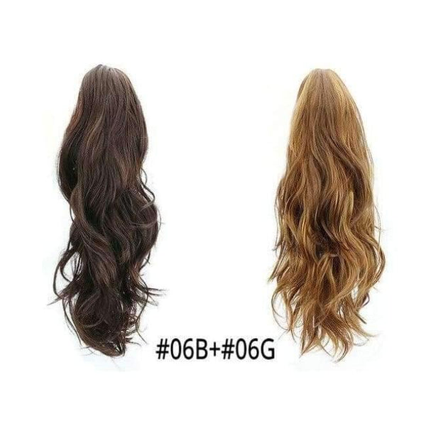 Synthetic Claw Ponytail Wig Hair Extensions Brown Blonde Wave Clip In Human Ponytail Hair Extensions Heat Resistant Hairpieces - Planet Gates