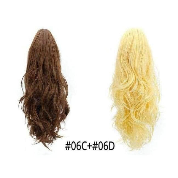 Planet Gates 06C-06D / 16-21inches Synthetic Claw Ponytail Wig Hair Extensions Brown Blonde Wave Clip In Human Ponytail Hair Extensions Heat Resistant Hairpieces