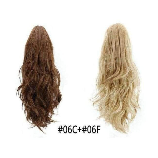 Planet Gates 06C-06F / 16-21inches Synthetic Claw Ponytail Wig Hair Extensions Brown Blonde Wave Clip In Human Ponytail Hair Extensions Heat Resistant Hairpieces