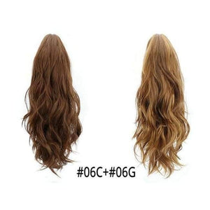 Planet Gates 06C-06G / 16-21inches Synthetic Claw Ponytail Wig Hair Extensions Brown Blonde Wave Clip In Human Ponytail Hair Extensions Heat Resistant Hairpieces