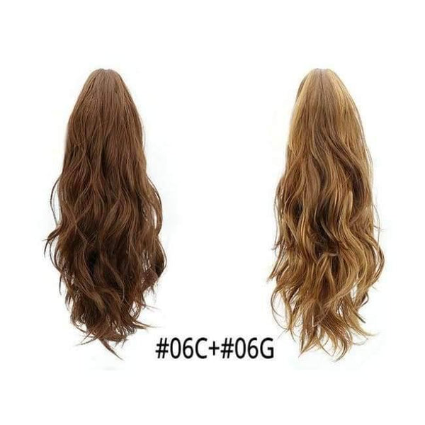 Planet Gates 06C-06G / 16-21inches Synthetic Claw Ponytail Wig Hair Extensions Brown Blonde Wave Clip In Human Ponytail Hair Extensions Heat Resistant Hairpieces