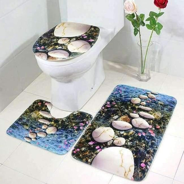 Planet Gates 07 3Pcs/set Bathroom Mat Set Toilet Rug Ocean World Flannel Anti Slip Bath Mat Rugs Home Decor Bathroom Products