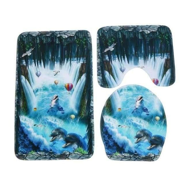 Planet Gates 07 3pcs/set New Pattern Bathroom Carpet Set Skidproof Anti Slip Pedestal Rug Lid Toilet Cover Bath Mat Bathroom Product