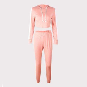 Planet Gates 07 pink (hoodie) / L Long Sleeve Crop Tops And Legging Two Piece Sets Women 2018 Autumn Winter Streetwear Patchwork Pink Sporty Women Suit