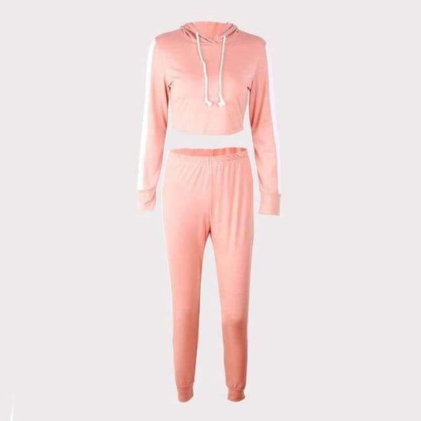Planet Gates 07 pink (hoodie) / L Long Sleeve Crop Tops And Legging Two Piece Sets Women 2018 Autumn Winter Streetwear Patchwork Pink Sporty Women Suit