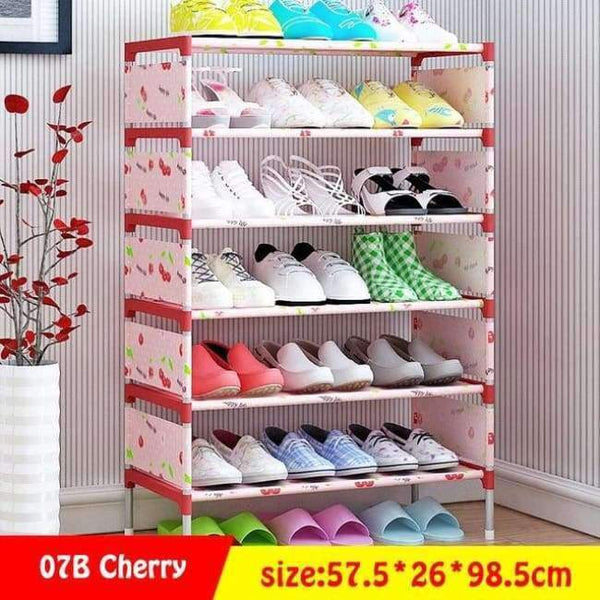 Planet Gates 07B-Cherry Multi Layer Shoe Rack Nonwovens Easy to install Shoe cabinet Shelf Storage Organizer Stand Holder Space Saving Furniture