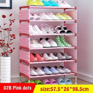 Planet Gates 07B-Pink-dots Multi Layer Shoe Rack Nonwovens Easy to install Shoe cabinet Shelf Storage Organizer Stand Holder Space Saving Furniture