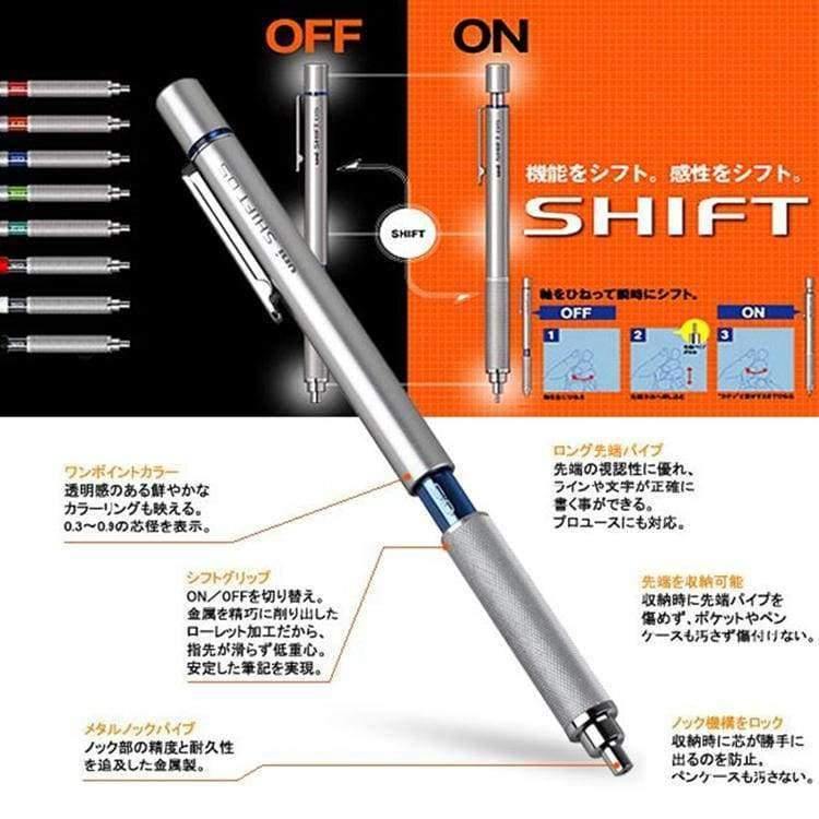 Planet Gates 07mm Silver Mechanical Pencil Metal body pen Writing Supplies 0.3/0.4/0.5/0.7/0.9MM Office & School M3/M4/M5/M7/M9-1010