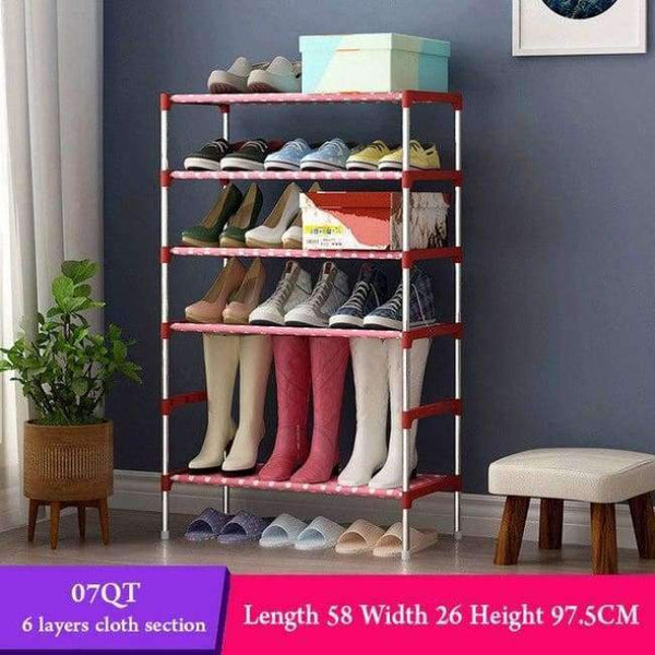 Planet Gates 07QT Pink dots Multi Layer Shoe Rack with handrail Galvanized steel pipe shoe cabinet shoe organizer removable shoe storage for home furniture