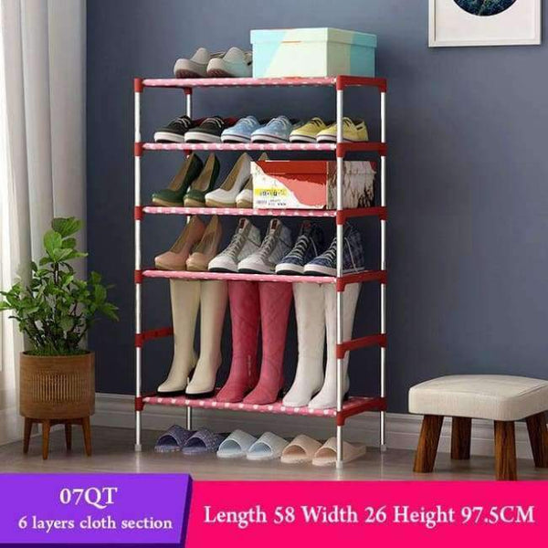 Planet Gates 07QT Pink dots Multi Layer Shoe Rack with handrail Galvanized steel pipe shoe cabinet shoe organizer removable shoe storage for home furniture