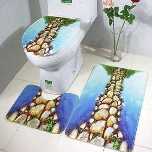Planet Gates 08 3Pcs/set Bathroom Mat Set Toilet Rug Ocean World Flannel Anti Slip Bath Mat Rugs Home Decor Bathroom Products