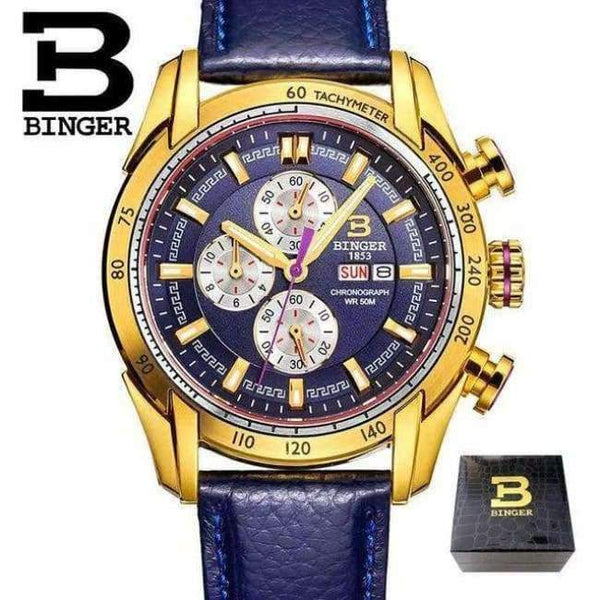 Planet Gates 08 44mm Switzerland Chronograph Sports Watch Swim 2018 Waterproof Military Quartz Wristwatch BINGER Men Watches relogio masculino