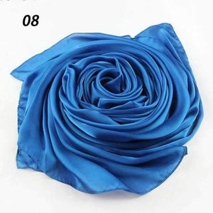 Planet Gates 08 Blue / One Size Women Spring Silk Scarf Soft Smooth Solid Color Long Shawl Summer Beach Cover-Up Wraps Sun-Protective Scarves 90*180