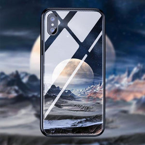 Planet Gates 08 / For iPhone 6 6s H&A Luxury Tempered Glass Phone Case For iPhone 7 8 6 6s Plus Silicone Star Space Pattern Cover For iPhone X XR XS XSMax Case