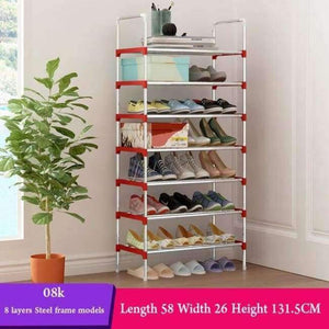 Planet Gates 08K red Multi Layer Shoe Rack with handrail Galvanized steel pipe shoe cabinet shoe organizer removable shoe storage for home furniture