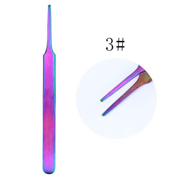 Planet Gates 09 21 Style Rainbow Stainless Steel Nail Cuticle Pusher Tweezer Nail Art Files UV Gel Polish Remove Manicure Care Groove Clean Tool