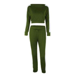 Planet Gates 09 green / S Colors Patchwork Two Piece Women Sets Tracksuit 2018 Autumn Winter Striped Sweatshirts Crop Tops Legging Suits Sporty