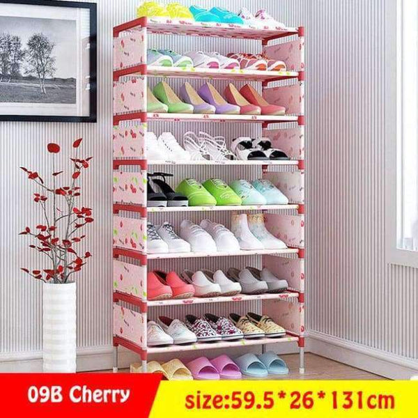 Planet Gates 09B-Cherry Multi Layer Shoe Rack Nonwovens Easy to install Shoe cabinet Shelf Storage Organizer Stand Holder Space Saving Furniture