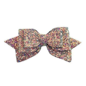 Planet Gates 1 12 Pieces/lot 5" Glitter Hair Bows Hair Clips For Girls Kids Women Rainbow Bling Layers Ponytail Bows Hairgrips Hair Accessories