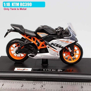 Planet Gates 1:18 scale Miniature moto KTM RC390 Motorcycle Diecast metal model Sport bike racing motorbike auto vehicle gift toy for child