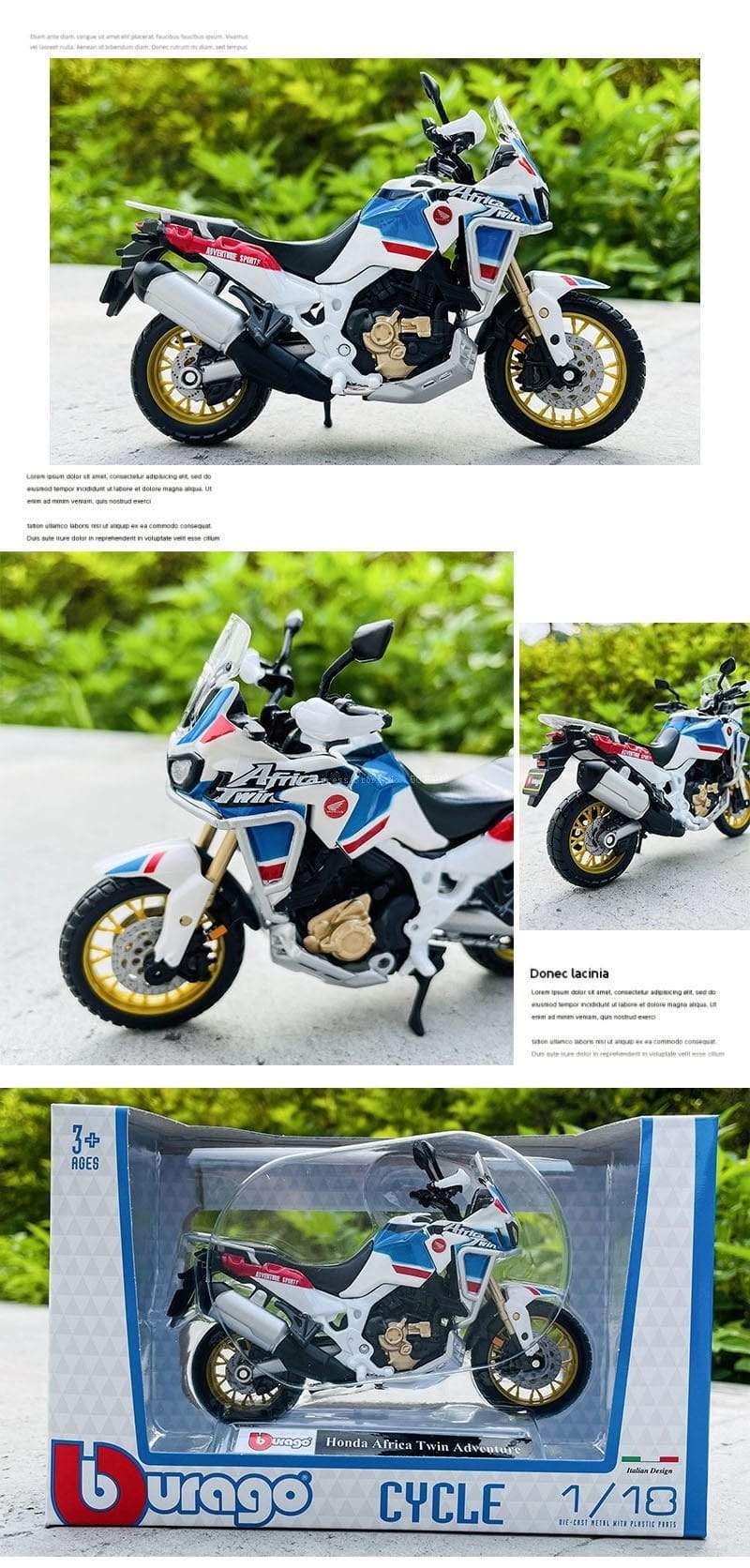 Planet Gates 1:18 The New Honda Africa Twin Adventure original authorized simulation alloy motorcycle model toy car gift collection