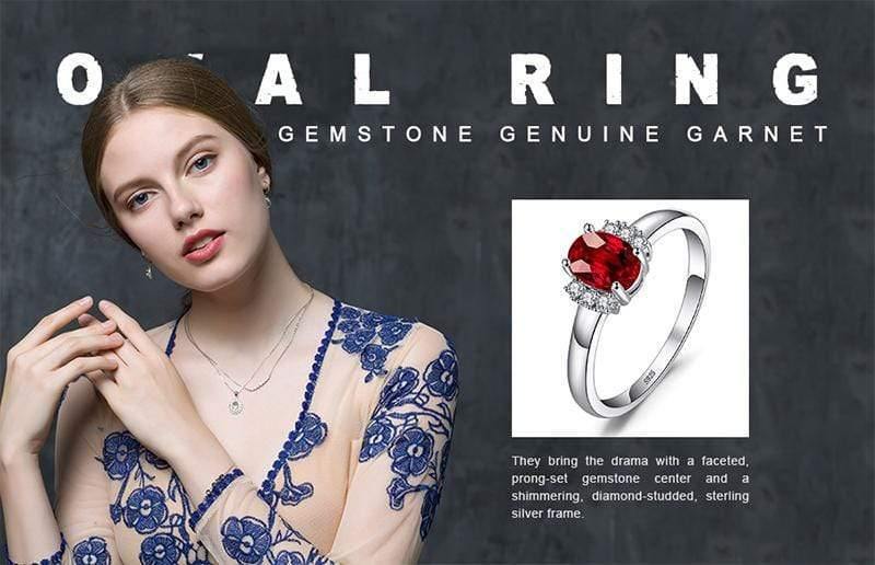 Planet Gates 1.1ct Oval Natural Red Garnet Ring 100% Real 925 Sterling Silver Engagement Rings for Women Fine Jewelry
