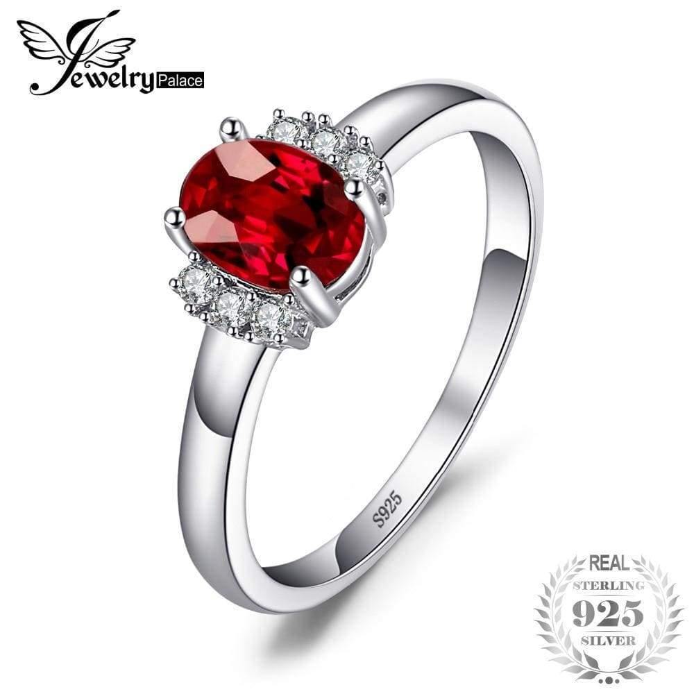 Planet Gates 1.1ct Oval Natural Red Garnet Ring 100% Real 925 Sterling Silver Engagement Rings for Women Fine Jewelry