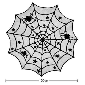 Planet Gates 1 1pc Halloween Decoration Props Black Lace Spiderweb Bat Fireplace Mantle Scarf Cover Tablecloth Christmas Festive Party Supplies