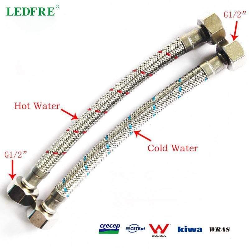 1/2" 3/8" 304 Stainless Steel Braided Hose Faucet Supply Line Connects Pipe Faucet Connector  Bathroom Plumbing Hose