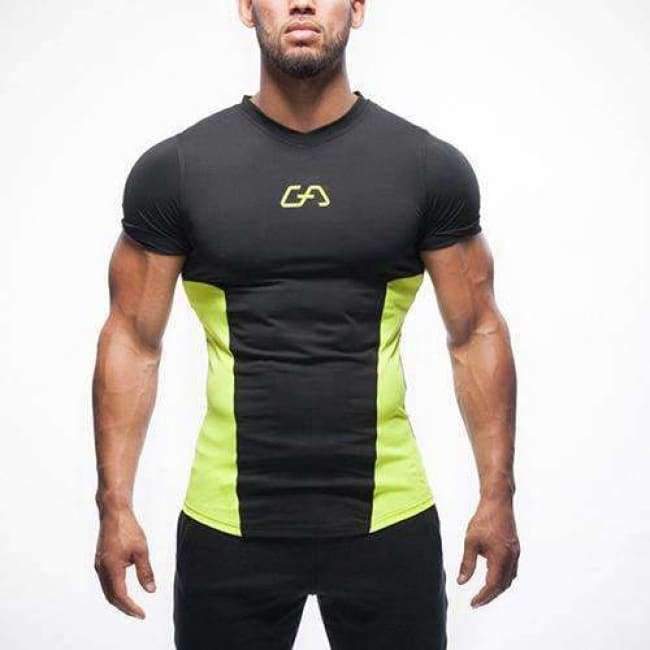 Planet Gates 1 / Asian sizeM GYM  New T-shirt men Tights Fitness Quick Dry Casual Stretch Top Tee Shirt Fitness Mma Plus Size Hot Sale