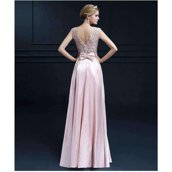 Planet Gates 1 / 2 Bridesmaid Dresses New arrival party bow appliques gown sexy V opening back pink gold red Bridesmaid Dress