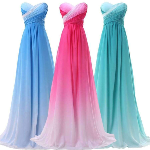 Planet Gates 1 / 2 / China Summer Ombre Chiffon Bridesmaids Dress 2018 Sweetheart Strapless Cheap Bridesmaid Dress Under 50 Wedding Party Gown