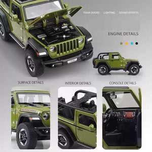 Planet Gates 1:20 Jeep Wrangler Alloy Simulation Car Model Rubicon Die-casting Metal Toy Off-road Vehicle Car Model Collection for Children