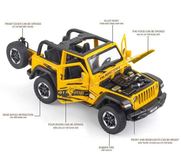 Planet Gates 1:20 Jeep Wrangler Alloy Simulation Car Model Rubicon Die-casting Metal Toy Off-road Vehicle Car Model Collection for Children