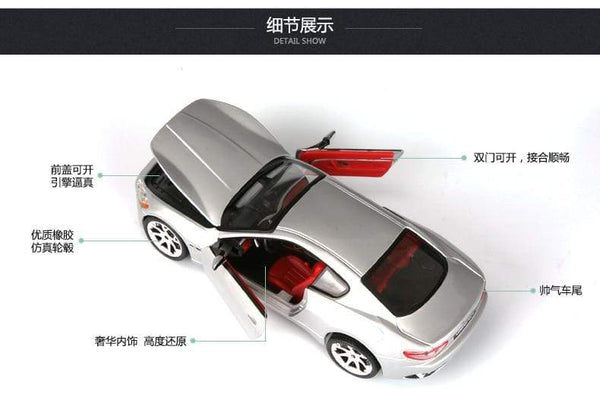 Planet Gates 1:24 2008 Maserati GranTurismo alloy racing car Alloy Luxury Vehicle Diecast Pull Back Cars Model Toy Collection Gift