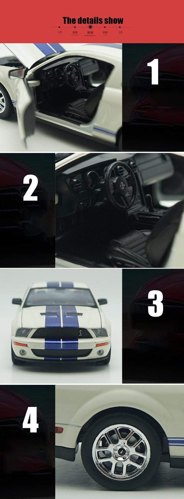 Planet Gates 1:24 Ford Mustang Shelby GT500 Cobra 2007 High Simulation Car Model Alloy Kid Toy Car Collect Children's Gifts