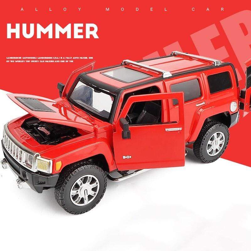 Planet Gates 1:24 high simulation alloy Hummer H3 off-road vehicle sound and light can open the door boy educational toy car model for gifts
